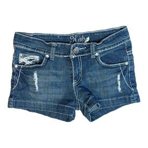 Kaba Embellished Jean Denim Shorts Distressed Booty Size 0